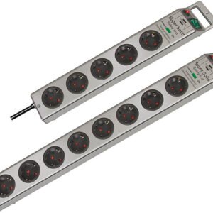 Brennenstuhl Super-Solid ylijännitesuoja, 8-paikkainen jatkojohto kytkimellä, 2.5m, hopea