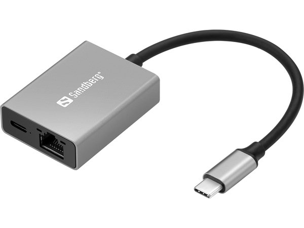 Sandberg USB-C - RJ45 Gigabit PD 100W -sovitin, Hopea