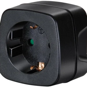 Brennenstuhl reseadapter, EU till Indien, jordad, petskydd, svart