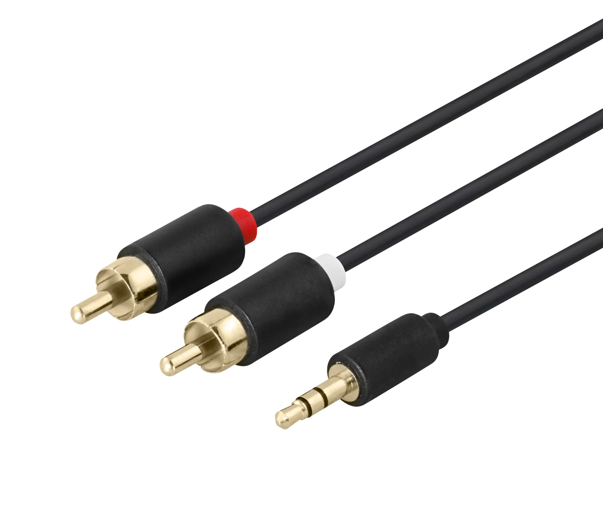 Deltaco 3.5mm - 2x RCA -äänikaapeli, Musta, 5m