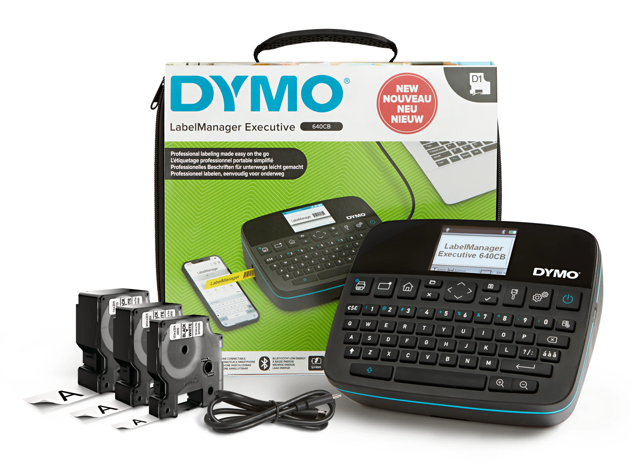 Dymo LabelManager Executive 640CB -tarrakirjoitin, Value Pack (QWERTY)