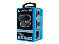 Sandberg USB Webcam Flex 1080P HD, 2 MP, 1920 x 1080 pikseliä, Full HD, 30 fps, USB, Musta