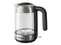 Philips 5000 series Series 5000 HD9339/80 Lasinen vedenkeitin - kevyt, 1,7 litraa, 1,7 L, 2200 W, Musta, Ruostumaton teräs, Läpinäkyvä, Lasi, Ruostumaton teräs, Veden tason ilmaisin, Johdoton