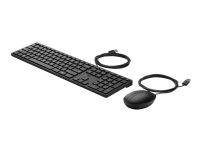 HP Desktop 320MK -langallinen hiiri ja näppäimistö, Täysikokoinen (100 %), USB, Mekaaninen, QWERTY, Musta, Sisältää hiiren