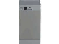 Beko DVS05024S, Vapaasti seisova, Slimline (45 cm), Hopea, 10 paikkoja, C, 49 dB