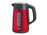 Bosch TWK4P434, 1,7 L, 2400 W, Musta, Punainen, Ruostumaton teräs, Veden tason ilmaisin, Ylikuumenemissuoja