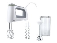Braun HM 5107 WH, Käsisekoitin, Harmaa, Valkoinen, Vaivaus, Vaivaus, Sekoitus, Painikkeet, Rotaatio, CE, Ruostumaton teräs