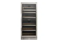 Scandomestic SV 104 X - Viinijääkaappi - 2 vyöhykettä - Leveys: 59,5 cm - Syvyys: 72,4 cm - Korkeus: 140 cm - 313 litraa - Ruostumaton teräs/musta - Jopa 90 pulloa