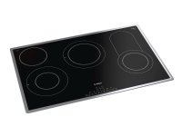 Bosch Serie | 6 PKC845FP1D - Keramisk kogeplade - 4 plader - Niche - bredde: 78 cm - dybde: 50 cm - sort/rustfrit stål - med rustfrit stål-pynt