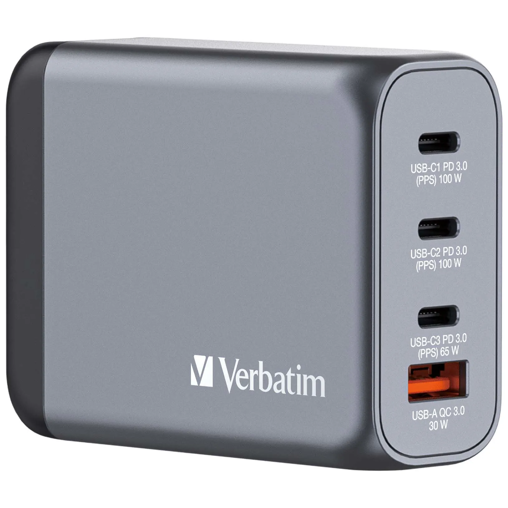 Verbatim GNC-100 GaN Charger 4-Port, 100W, USB-A/USB-C -virtalähde