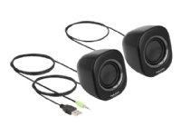 DeLOCK 27002, 2.0 kanavaa, Langallinen, 2 W, 100 - 18000 Hz, 4 O, Musta, Harmaa