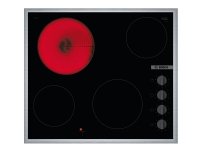 Bosch Serie 2 PKE645CA2E, Musta, Ruostumaton teräs, Kiinteä, 60 cm, Keraaminen, Keraaminen lasi, 4 alue(tta)
