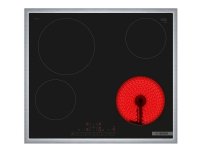 Bosch Serie | 6 PKE645FP2E - Keramisk kogeplade - 4 plader - Niche - bredde: 56 cm - dybde: 49 cm - sort/rustfrit stål - med rustfrit stål-pynt