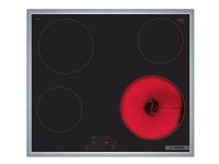 Bosch-sarja | 4 PKE645BB2E - Keraaminen liesi - 4 lautasta - Niche - leveys: 56 cm - syvyys: 49 cm - ruostumattomasta teräksestä valmistettu verhoilu - musta/ruostumaton teräs