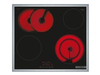 Bosch-sarja | 4 PKN645BB2E - Keraaminen liesi - 4 lautasta - Niche - leveys: 56 cm - syvyys: 49 cm - ruostumattomasta teräksestä valmistettu reunus - musta/ruostumaton teräs