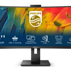 Philips 34B1U5600CH. 34" 3440x1440pxl, 100Hz, Webcam, RJ45, USB-C, VA -kaareva näyttö