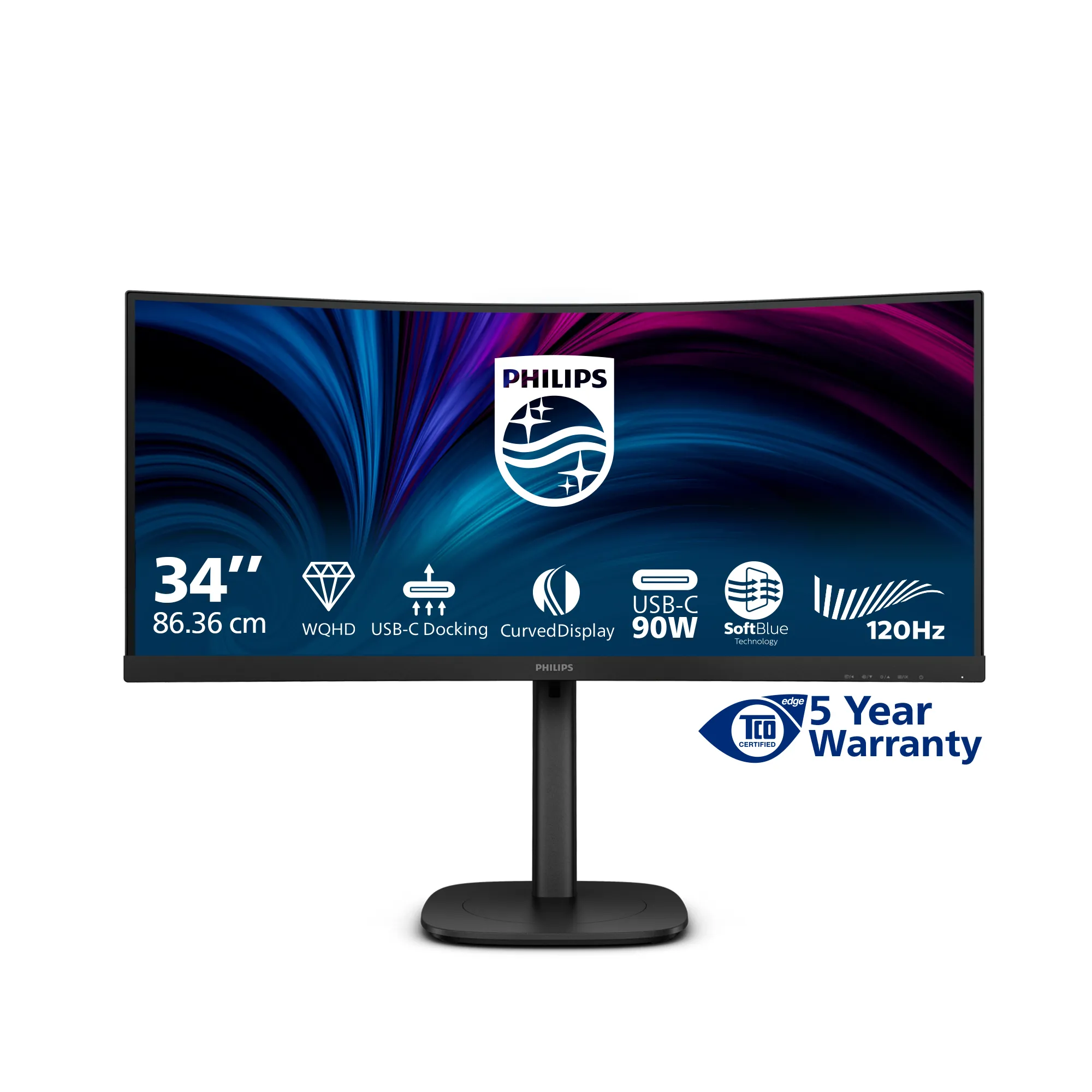 Philips 34" 34B2U3600C/00 UWQHD, USB-C, VA -kaareva näyttö