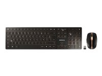 CHERRY DW 9100 SLIM, RF Wireless + Bluetooth, AZERTY, Musta, Sisältää hiiren