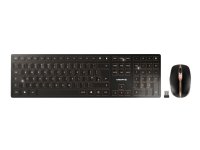CHERRY DW 9100 SLIM, RF Wireless + Bluetooth, QWERTY, Musta, Sisältää hiiren