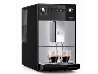 Melitta 6769697, Espressokone, 1,2 L, Kahvipavut, Sisäänrakennettu jauhin, 1450 W, Musta, Hopea