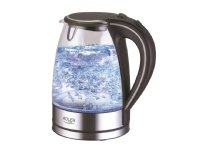 Adler AD 1225, 1,7 L, 2000 W, Musta, Ruostumaton teräs, Läpinäkyvä, Muovi, Veden tason ilmaisin, Johdoton