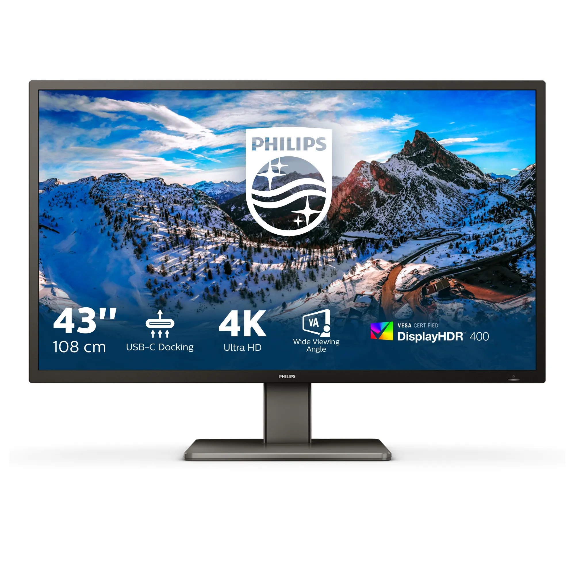 Philips 43" P-Line 439P1, 4K UHD, USB-C, VA -näyttö