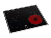 Siemens iQ100 ET645HE17 - Keraaminen liesi - 4 levyä - Niche - leveys: 56 cm - syvyys: 49 cm - ruostumattomasta teräksestä valmistettujen reunusten kanssa - musta/ruostumaton teräs