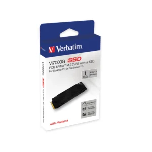 Verbatim Vi7000G 1 Tt:n SSD-levy (musta, PCIe 4.0 x4, NVMe, M.2 2280, jäähdytyselementti)