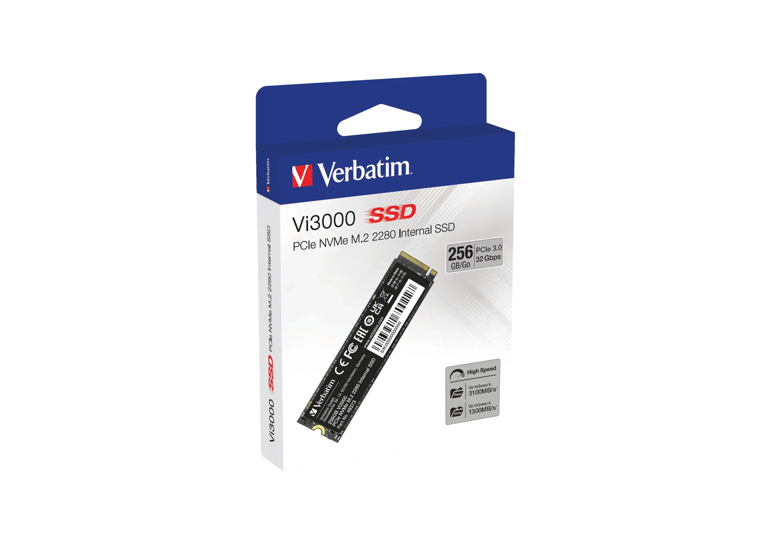 Verbatim Vi3000 PCIe NVMe M.2 SSD 256GB 256 Gt, PCIe 3.0, M.2 -SSD-levy