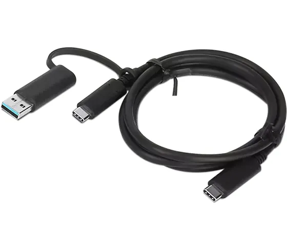 Lenovo Hybrid USB-C - USB-C / USB-A 100W -kaapeli. Musta, 1m