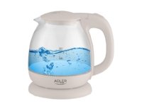 Adler AD 1283C, 1 L, 900 W, Kerman väri, Lasi, Veden tason ilmaisin, Johdoton