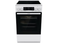 Gorenje GECS5C70WA, Vapaasti seisova liesi, Valkoinen, Painikkeet, Rotaatio, Hopea, LED, Käämiliesi