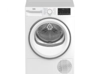 Beko B3T67230, Vapaasti seisova, Edestä täytettävä, Lämpöpumppu, Valkoinen, Rotaatio, Ruostumaton teräs