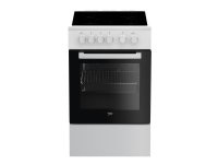 Beko FSS57000GW, Vapaasti seisova liesi, Musta, Valkoinen, Rotaatio, Valkoinen, Etu, Elektroninen