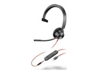 Poly Blackwire 3315 - Blackwire 3300 series - kuulokkeet - on-ear - langalliset - aktiivinen melunvaimennus - 3,5 mm:n liitin, USB-C - musta - sertifioitu Microsoft Teamsille, UC-sertifioitu