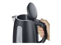 Severin WK 9553, 1 L, 2200 W, Musta, Muovi, Ruostumaton teräs, Veden tason ilmaisin, Ylikuumenemissuoja