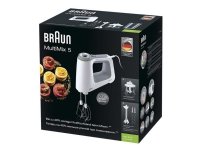 Braun MultiMix 5 HM 5137, Käsisekoitin, Harmaa, Valkoinen, Vaivaus, Vaivaus, Sekoitus, Painikkeet, Rotaatio, 0,5 L, Ruostumaton teräs