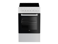 Beko FSM57100GW, Vapaasti seisova liesi, Musta, Valkoinen, Rotaatio, Valkoinen, Etu, Alapuolella