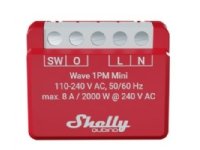 Shelly Qubino Wave 1PM Mini, älykäs liitin, langaton, muovi, ruoka, 25 dBmW, 868,4 MHz