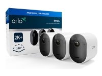 Arlo Pro 5 2K+ ulkoturvakamera, 3 kameraa, IP-turvakamera, sisä- ja ulkotiloissa, langallinen ja langaton, katto/seinä, musta, valkoinen, 1440 x 2560 pikseliä