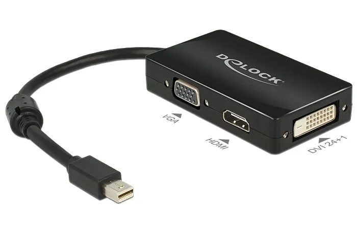 De-Lock  mini DisplayPort – VGA (D-Sub)+ HDMI + DVI -adapteri, Musta