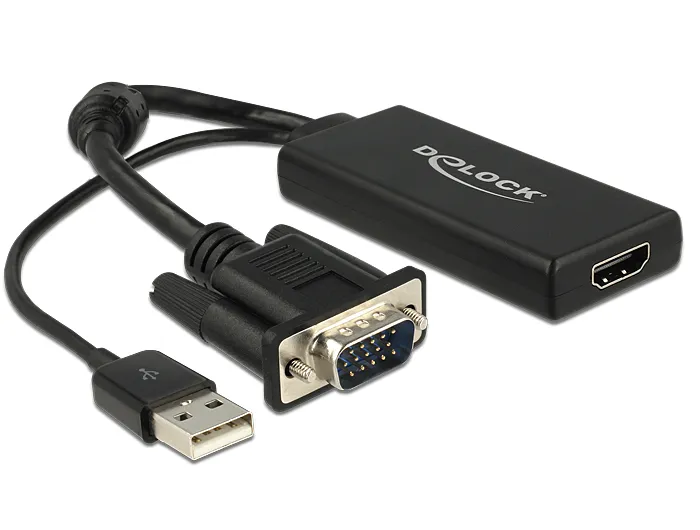 De-Lock  HDMI – VGA + USB -adapteri, Musta