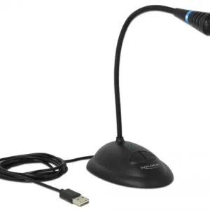 De-lock USB Gooseneck -mikrofoni, musta