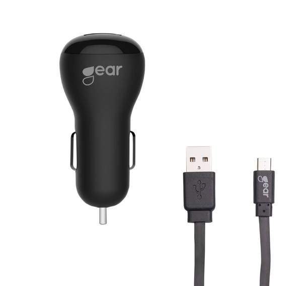 GEAR Laturi 12-24V 1xUSB 1A MicroUSB 1m, Musta