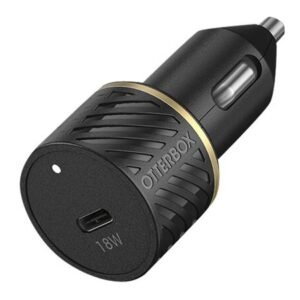 OtterBox Standard Fast Charge Car Charging Kit - Auton virtasovitin - 18 watt - 3 A - PD 3.0 (USB-C) - johdossa: USB-C - musta hohto - (ei palautusoik
