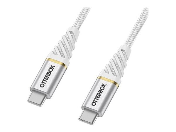 OtterBox Premium USB-C - USB-C -kaapeli, Valkoinen, 2m
