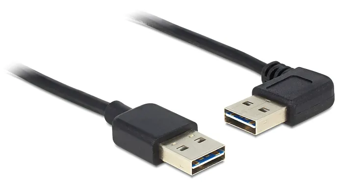 DeLOCK USB-kaapeli, uros-uros, kään. liittimet, kulmaliitin, 1m, musta