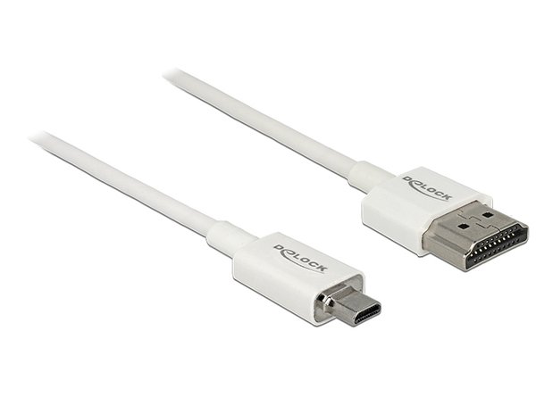 De-Lock  HDMI – micro-HDMI 2.0 -kaapeli, 0,25 m, Valkoinen