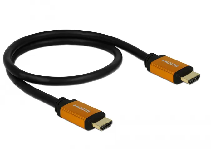 De-Lock HDMI – HDMI 2.1 -kaapeli, 0,5m, Musta/Kulta