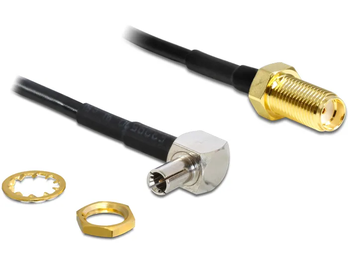 DeLock antennadapter, TS-9 ha till SMA ho, RG174, 0,14m, musta